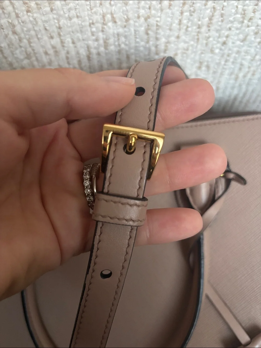 Prada Saffiano Leather Handbag in Cipria Gold Hardware (COMES WITH AUTH CARDS)